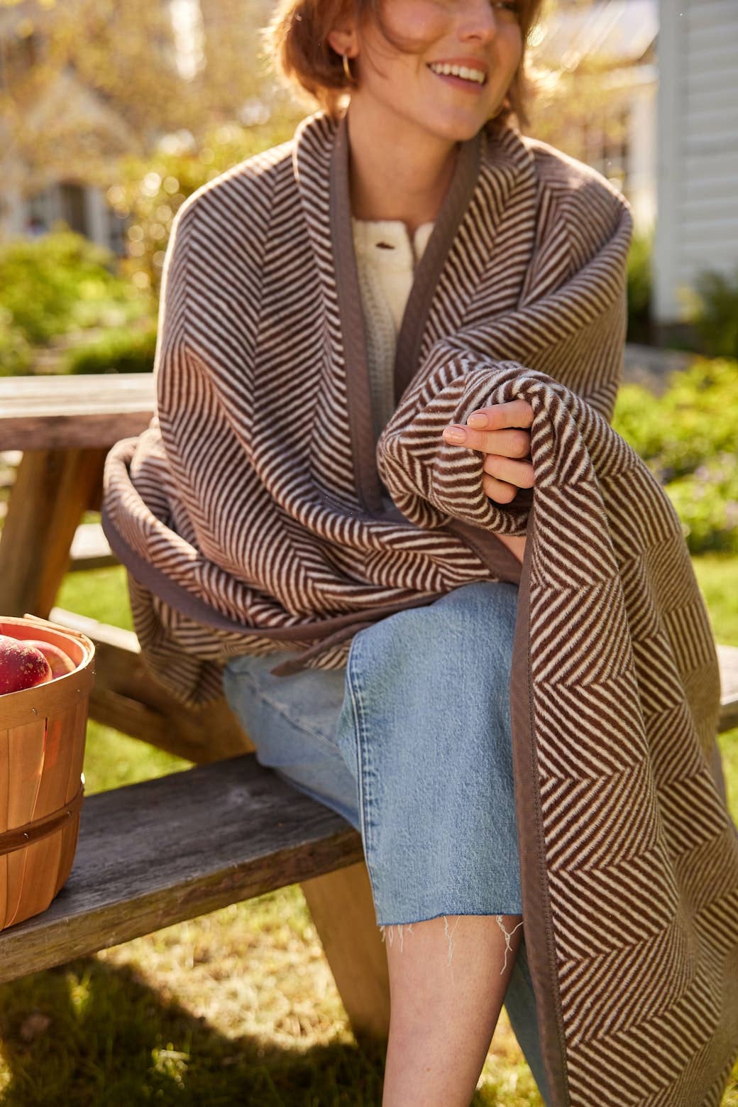 Harborview Herringbone Chocolate Blanket by ChappyWrap