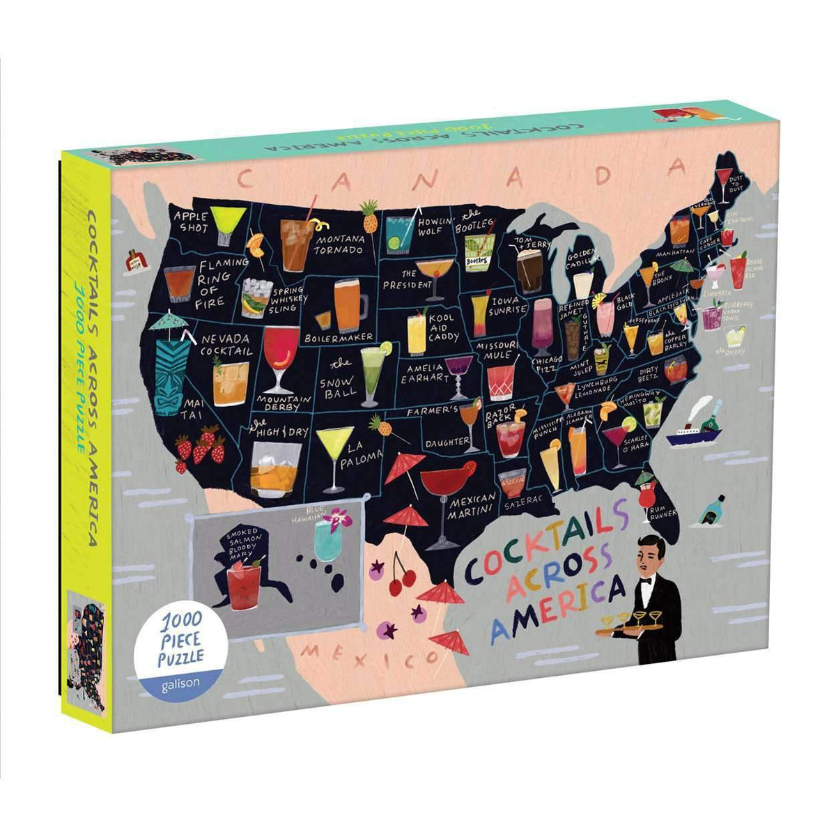 Anne Bentley Cocktail Map Of The USA 1000 Piece Jigsaw Puzzle - The Preppy Bunny