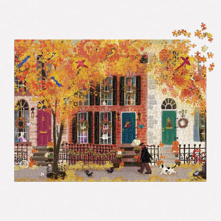 Autumn in the Neighborhood 1000 Piece Puzzle - The Preppy Bunny