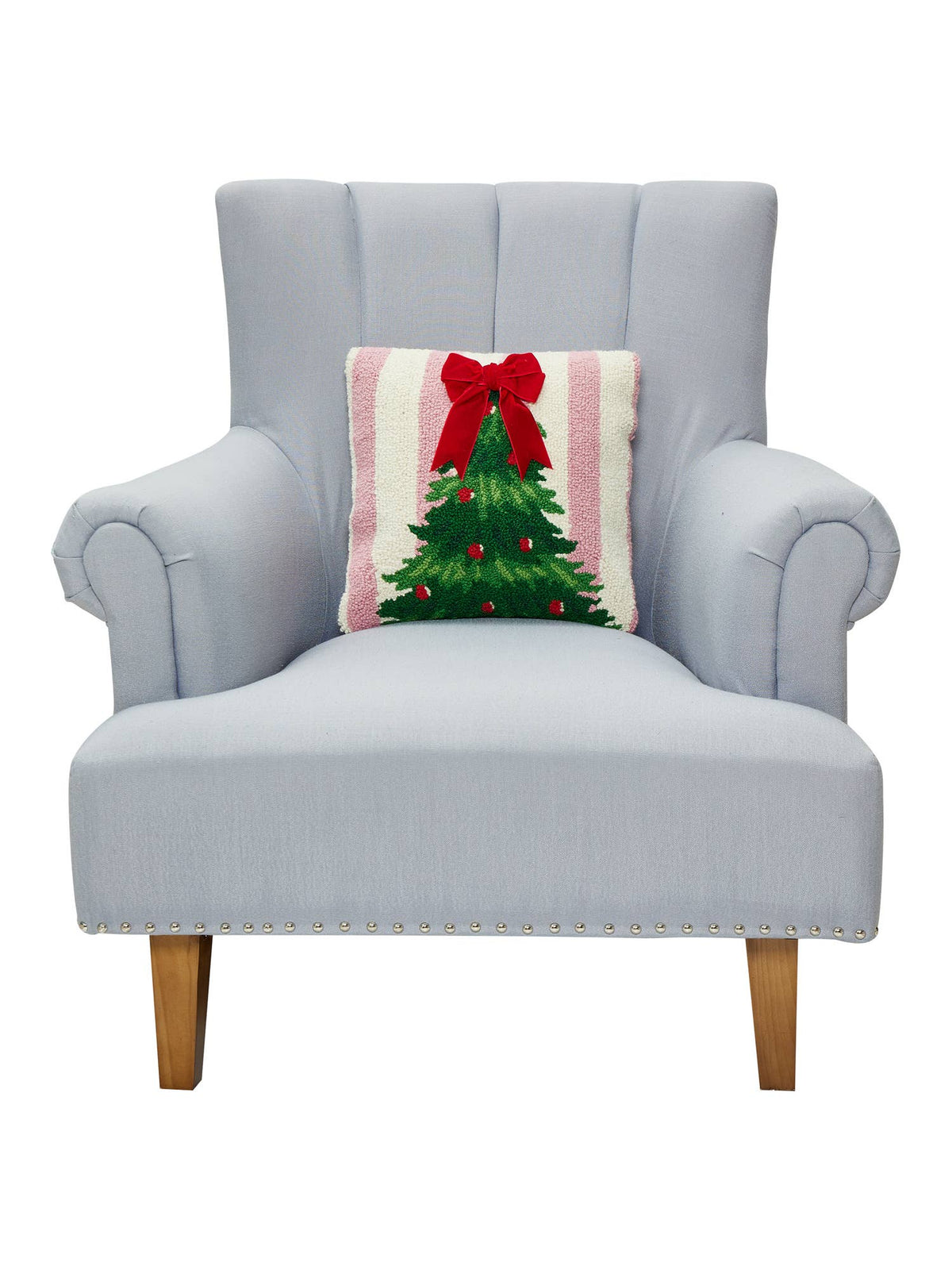 Pink Stripe Tree w/Ribbon Hook Pillow - The Preppy Bunny