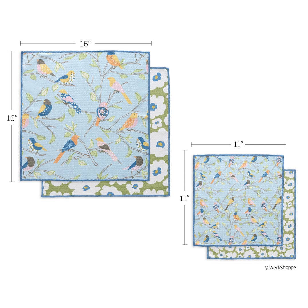 Floral Finch & Friends Towels, High Performance Waffle Weave - The Preppy Bunny