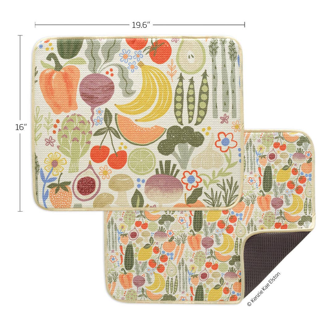 Farm Stand Microfiber Dish Drying Mats, Machine Washable - The Preppy Bunny