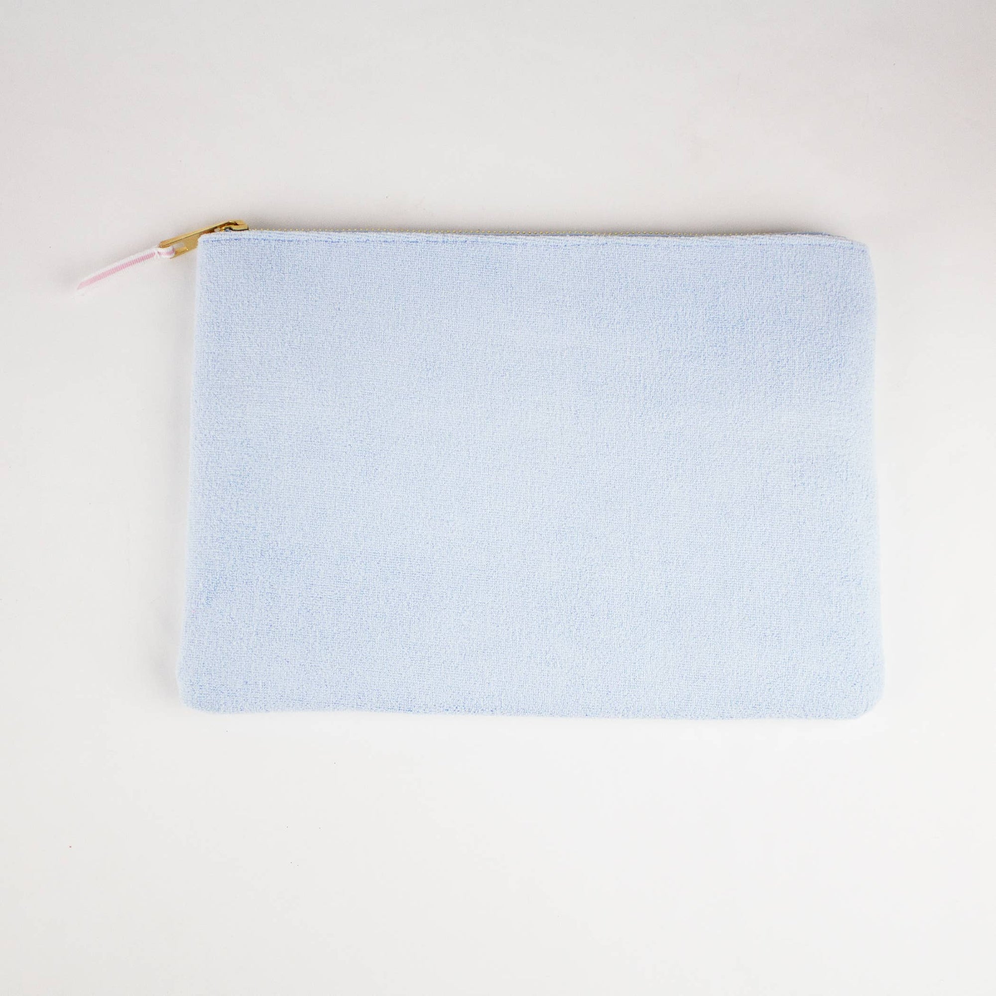 Blue Terry Flat Pouch - Large - The Preppy Bunny