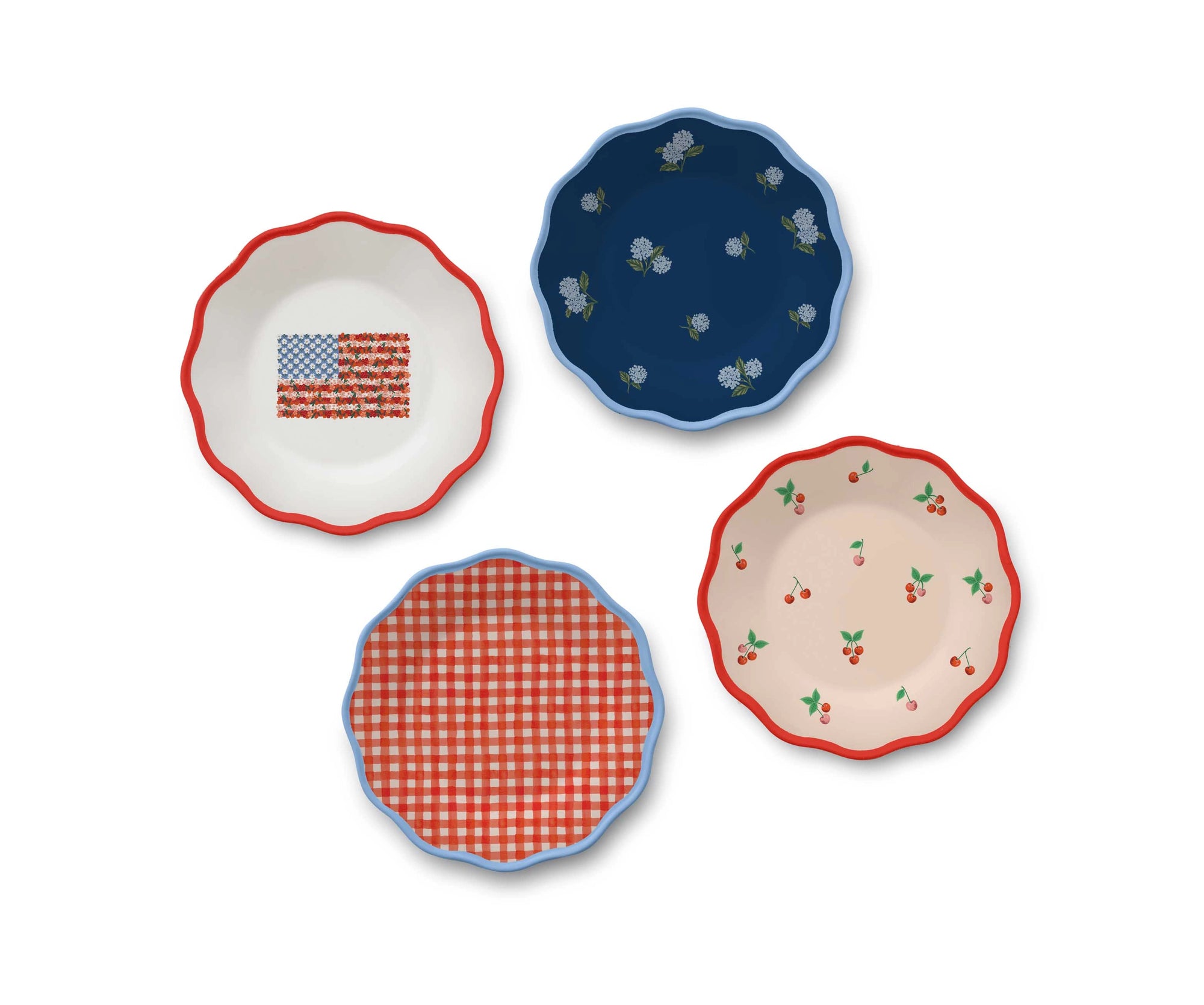 Americana Melamine Assorted Dessert Plates - set of 4 - The Preppy Bunny