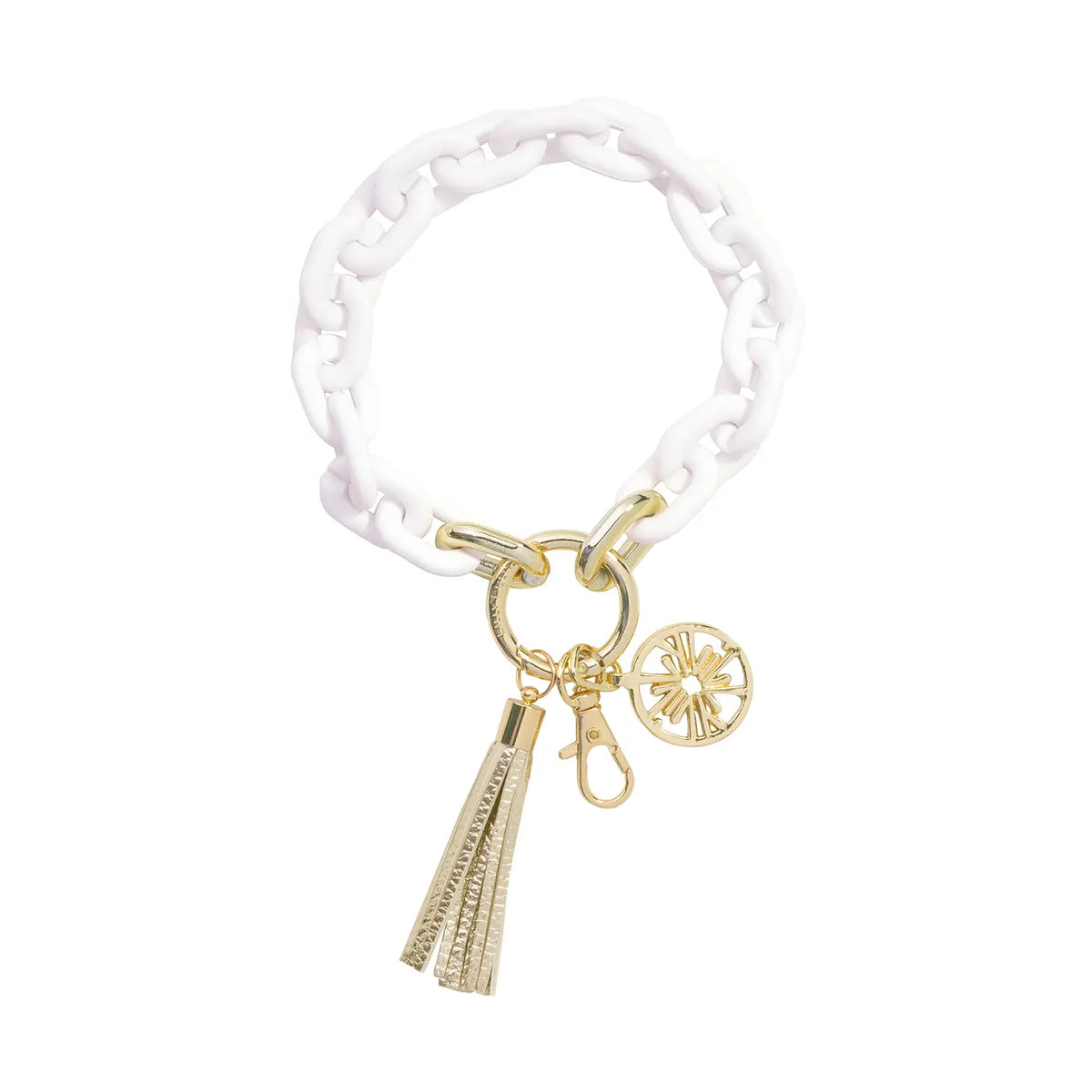 Chain Keychain in White/Gold - The Preppy Bunny