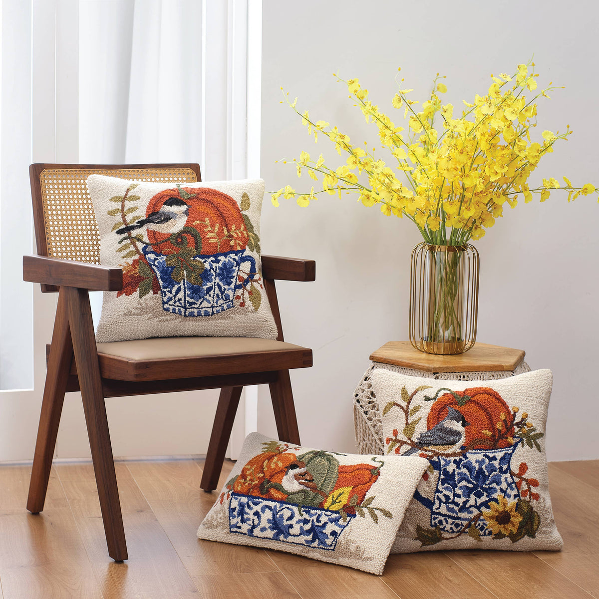 Fall Chinoiserie Pumpkins Hook Pillow - The Preppy Bunny