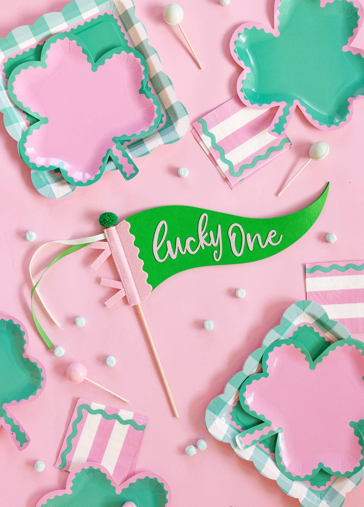 Pink and Green Gingham Scalloped Square Plates - The Preppy Bunny