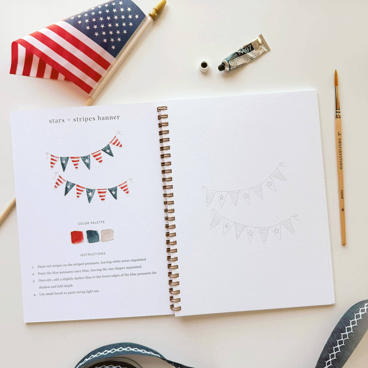 Americana watercolor workbook - The Preppy Bunny
