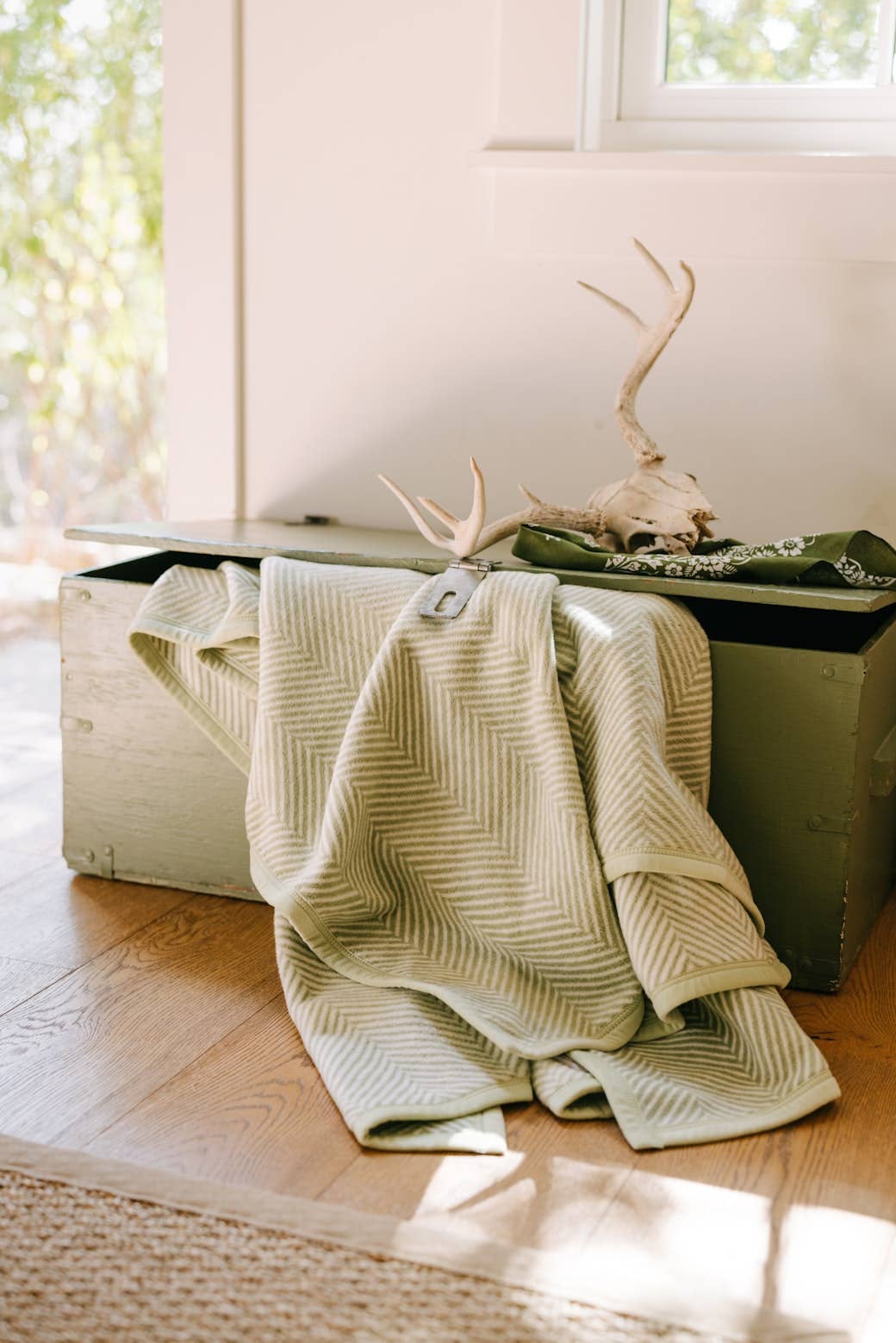 Harborview Herringbone Garden Green Blanket by ChappyWrap