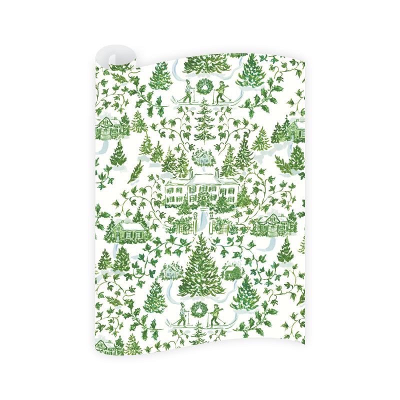 Winter Toile Wrapping Paper Roll - The Preppy Bunny