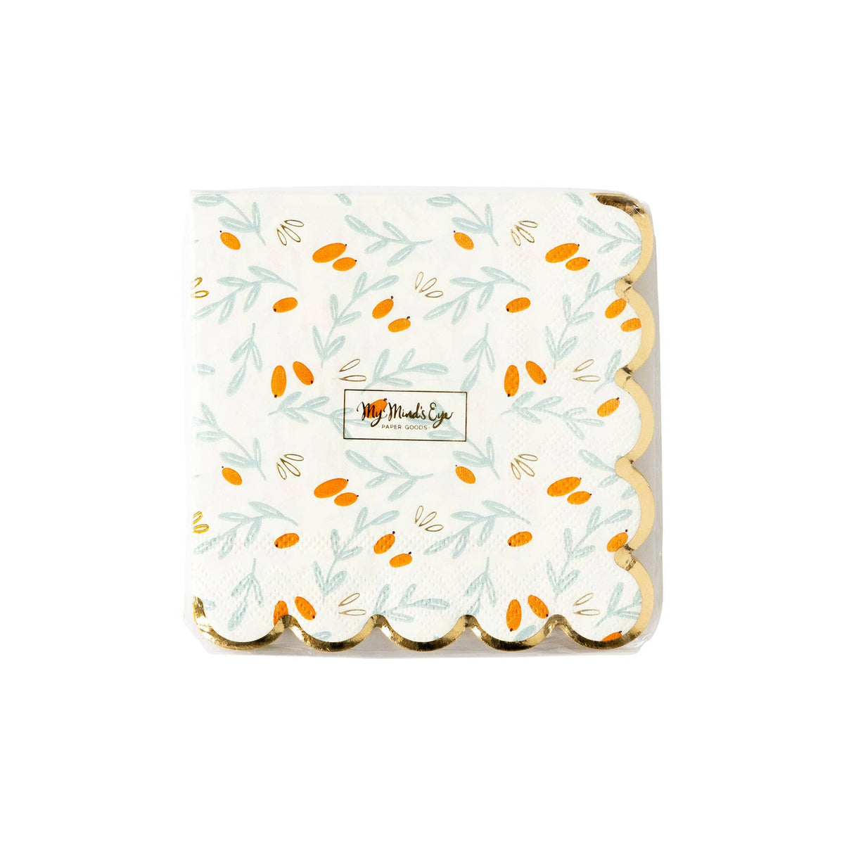 Stems Pattern Scallop Paper Beverage Napkins