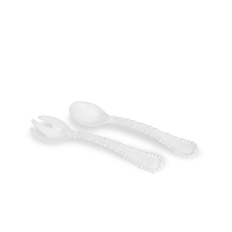 VIDA Alegria Large Salad Servers in White - The Preppy Bunny