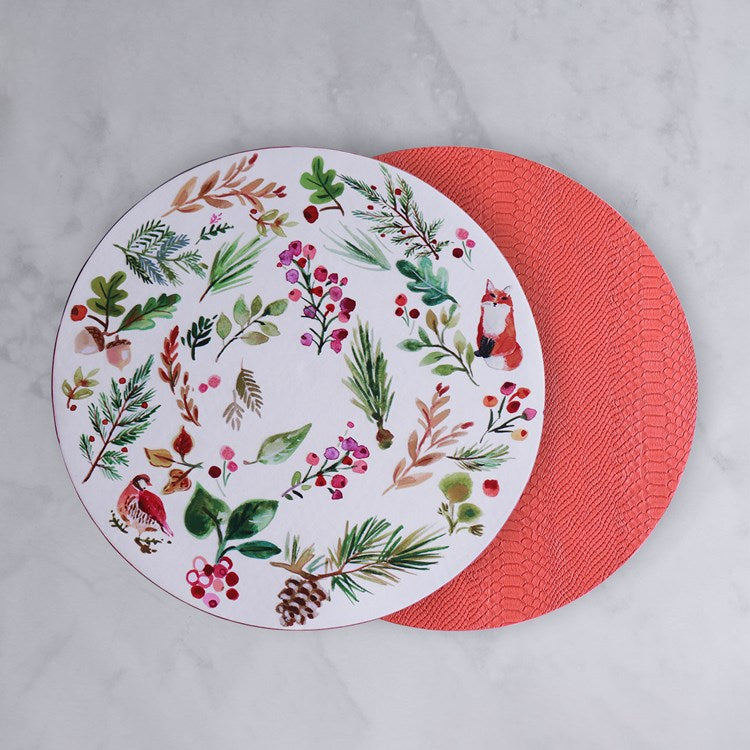 VIDA Happy Christmas Reversible 16&quot; Round Placemat