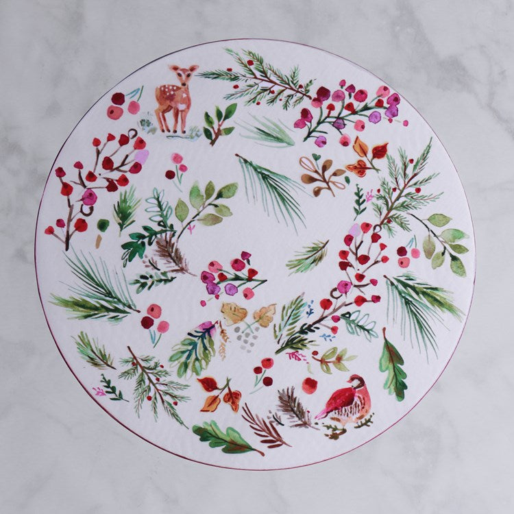 VIDA Happy Christmas Reversible 16&quot; Round Placemat