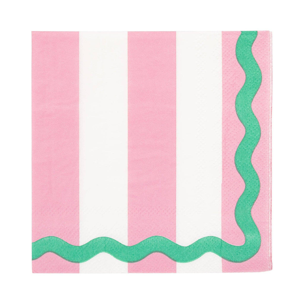 Pink and Green Stripes and Ric Rac Cocktail Napkins - The Preppy Bunny