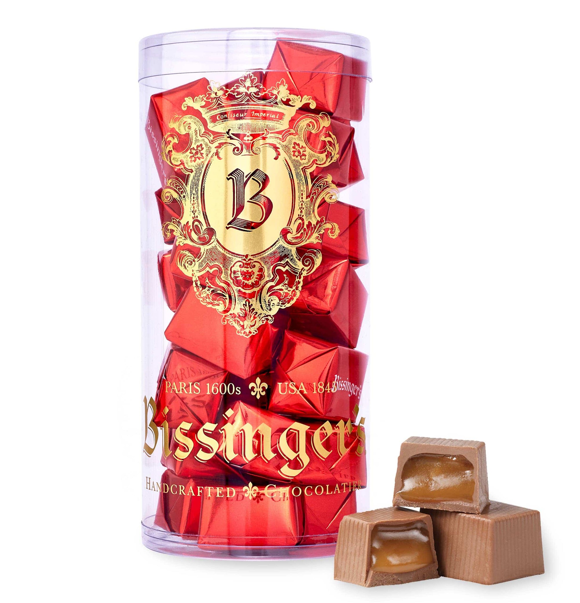 Bissinger's Milk Caramel Filled Red Christmas Presents Tube - The Preppy Bunny