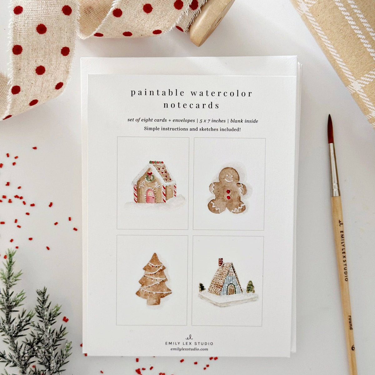 Gingerbread Paintable Notecards - The Preppy Bunny