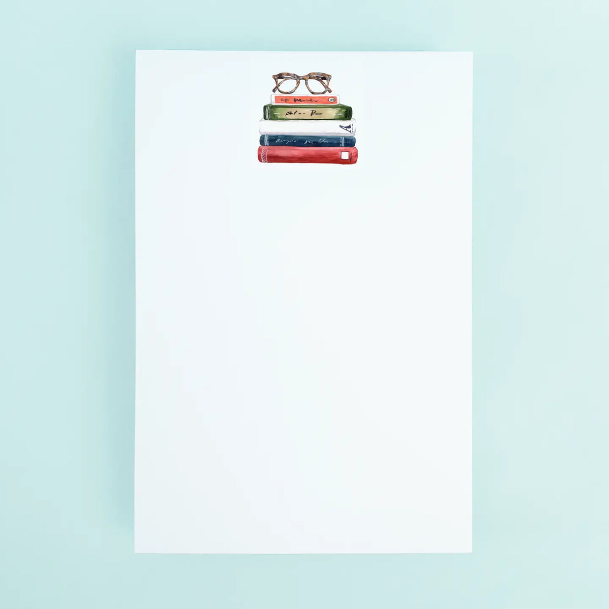 Book Stack with Glasses Notepad