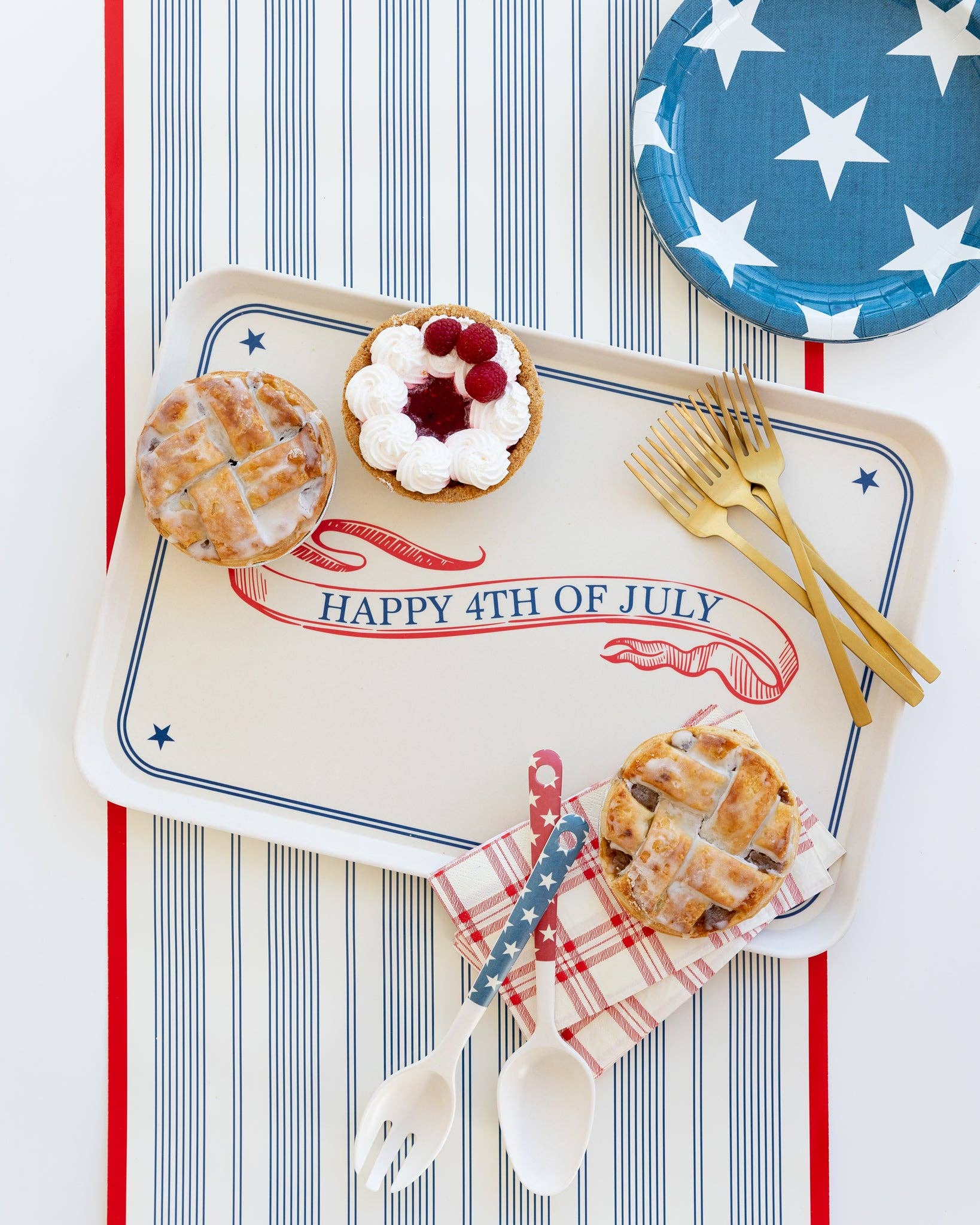 Happy 4th of July Reusable Bamboo Serving Tray - The Preppy Bunny