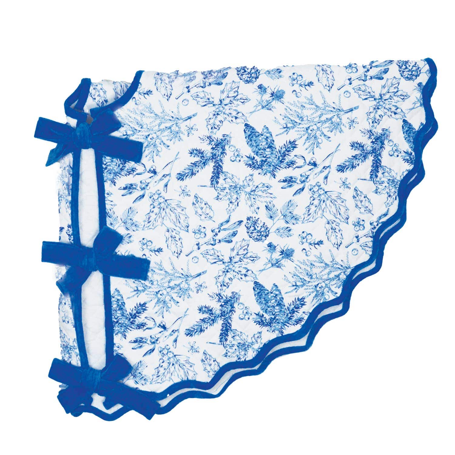 Blue Foliage Quilted Tree Skirt - The Preppy Bunny