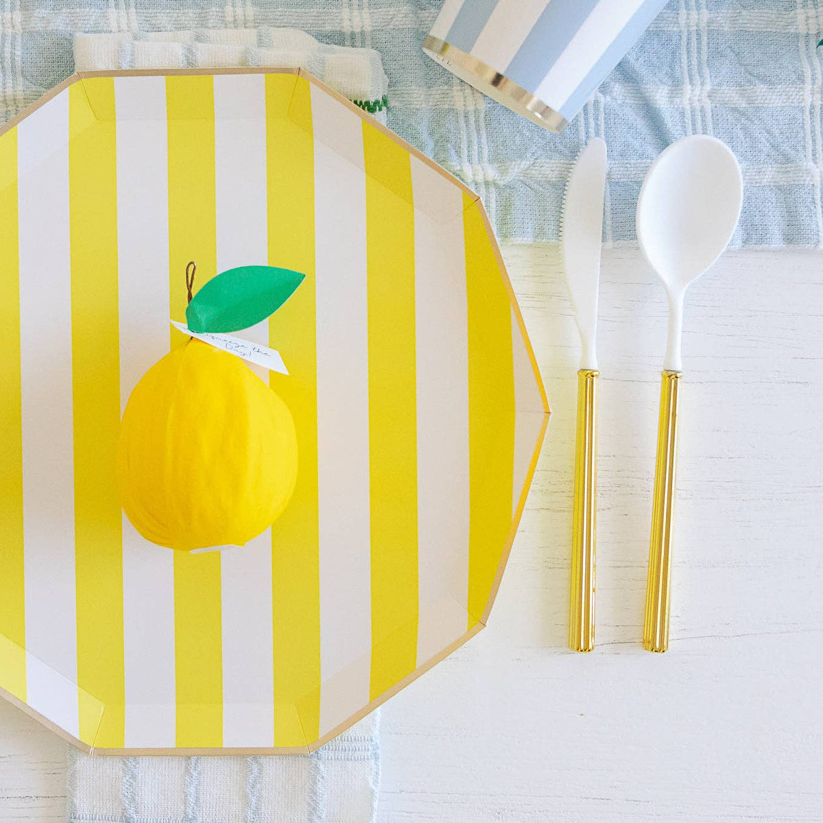 Yellow Cabana Signature Stripe Paper Plates - The Preppy Bunny