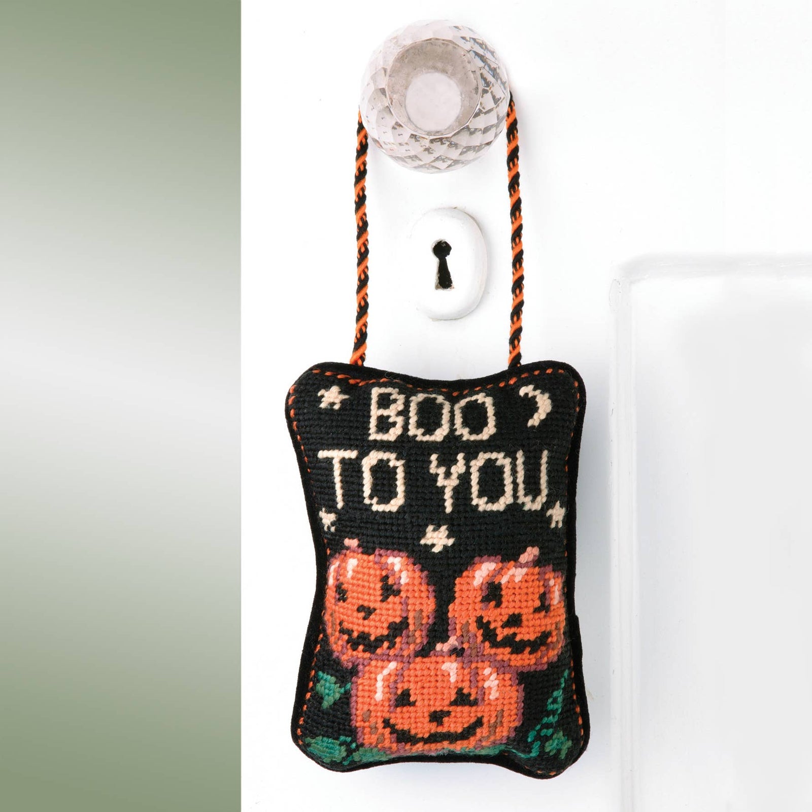 Boo To You Needlepoint Door Hanger - Halloween - The Preppy Bunny