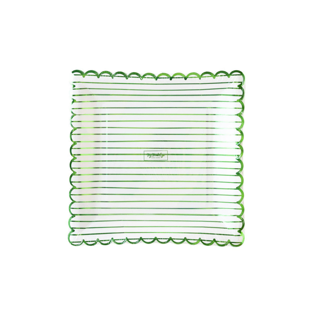 Green Striped Paper Plates - The Preppy Bunny