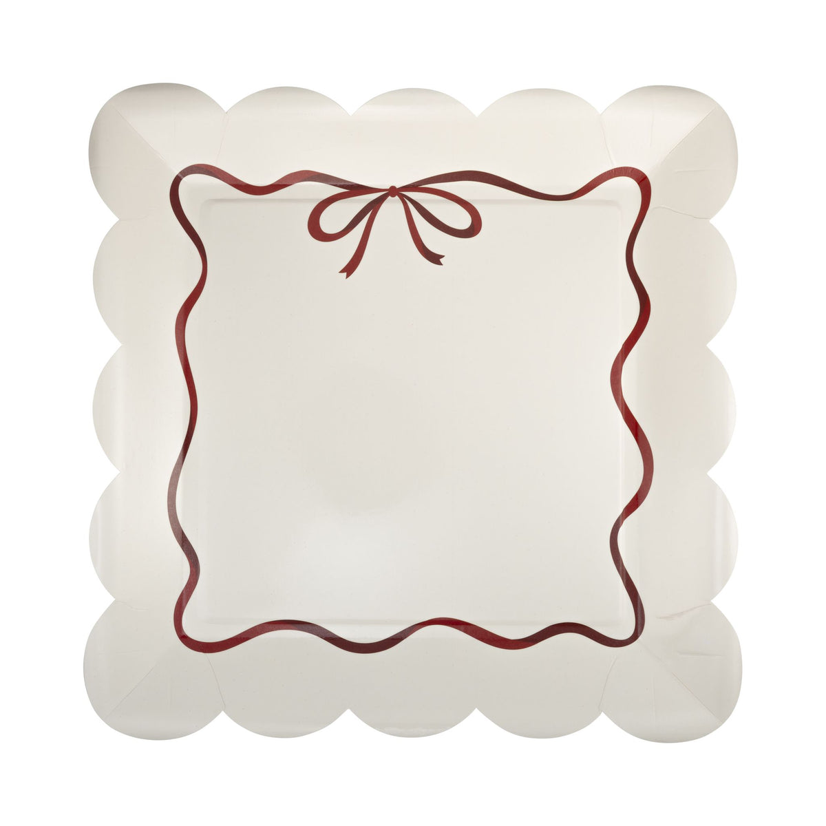 Red Bow Border 10&quot; Paper Plates