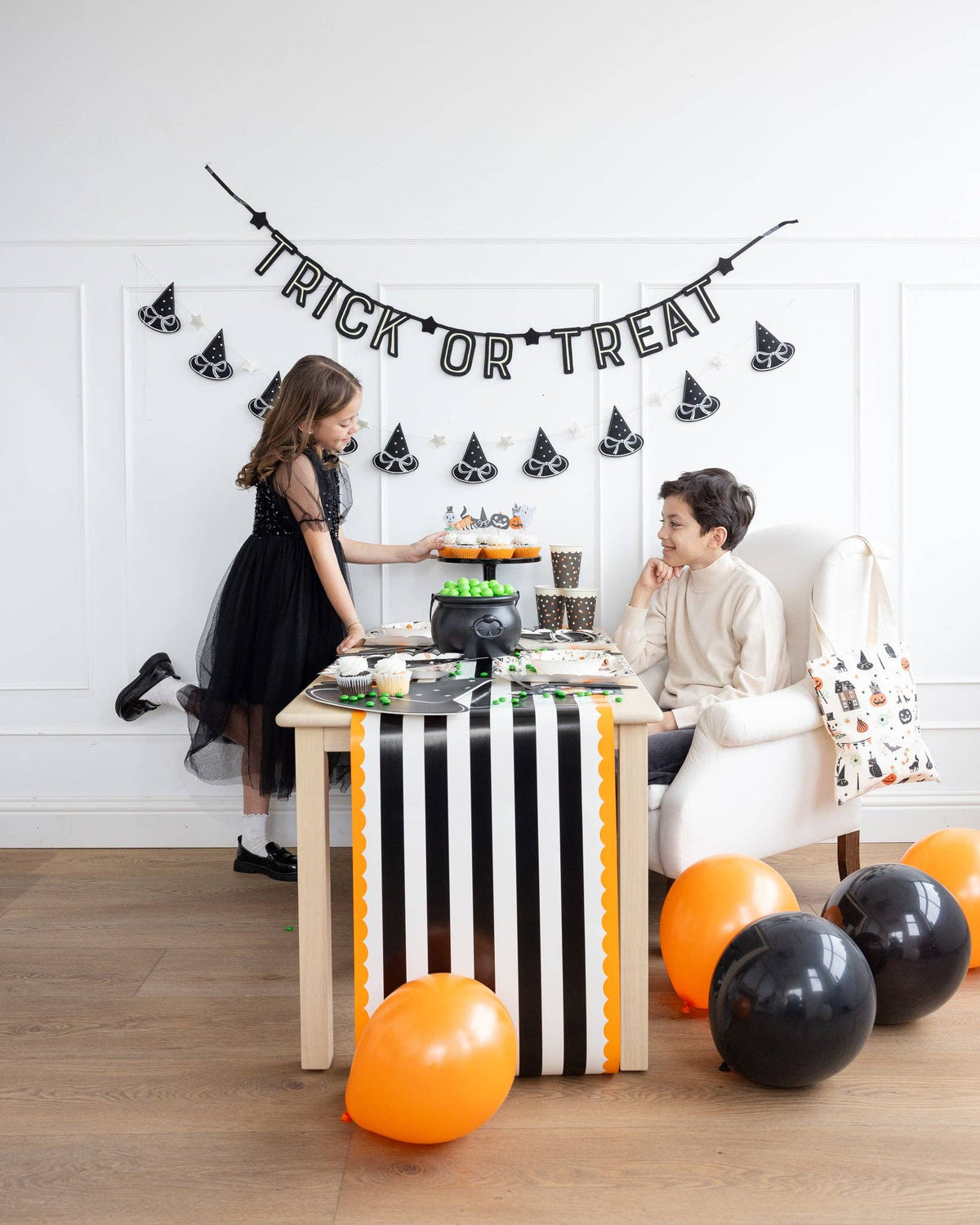 Orange and Black Striped Paper Table Runner - The Preppy Bunny