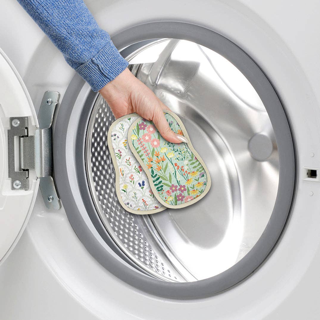 Wildflowers Microfiber Scrubbie Set, Dual-Side Cleaning Pads - The Preppy Bunny
