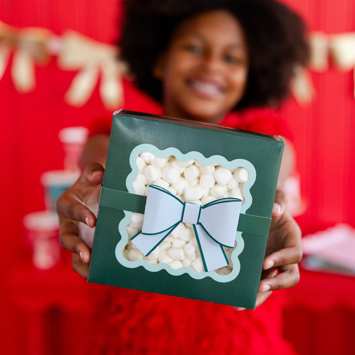 Green Bow Ric Rac Cookie Box