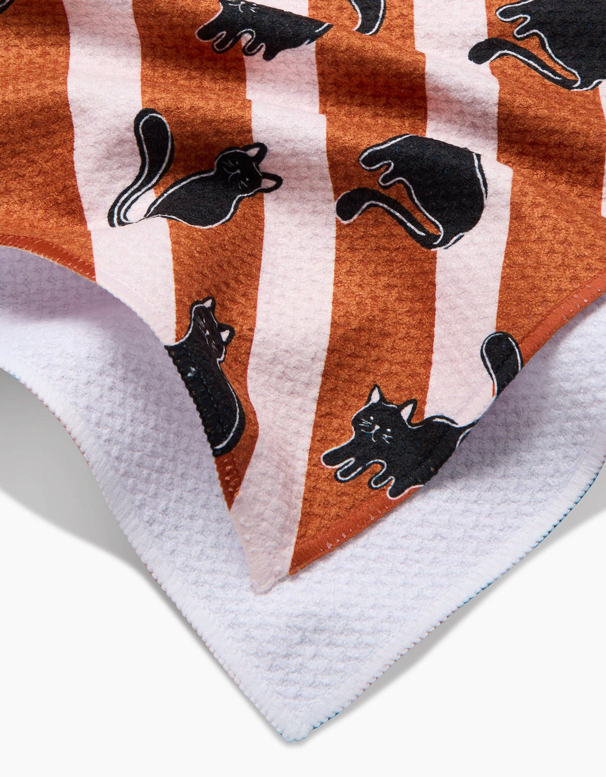 Striped Black Cats Orange Tea Towel by Geometry - The Preppy Bunny