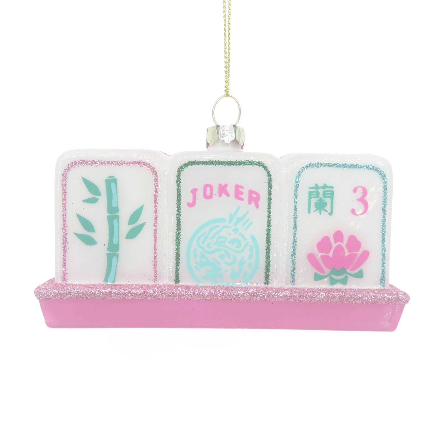 Mahjong Tile Boxed Glass Ornament - The Preppy Bunny