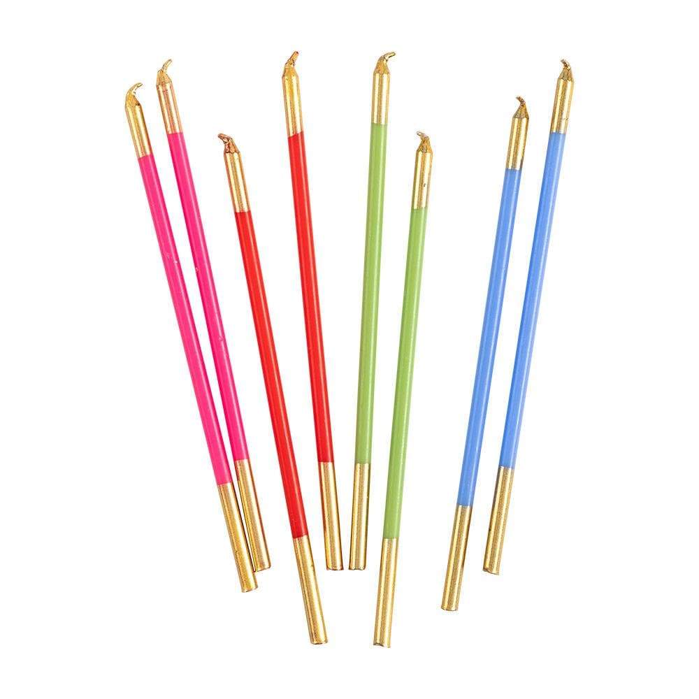 Slim Birthday Candles in Mixed Brights - 16 Candles Per Package