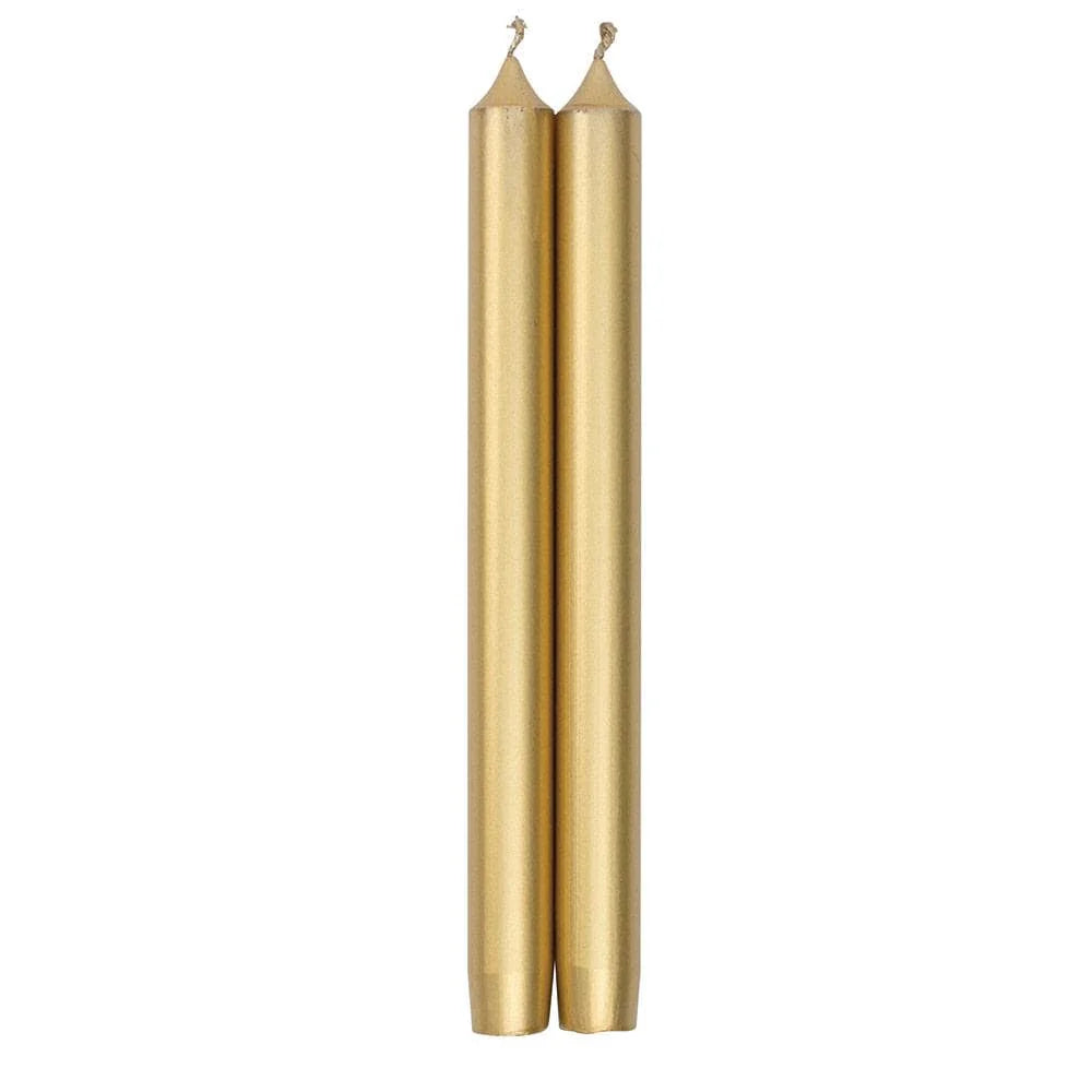 Straight Taper 12&quot; Candles in Gold - 2 Candles Per Package