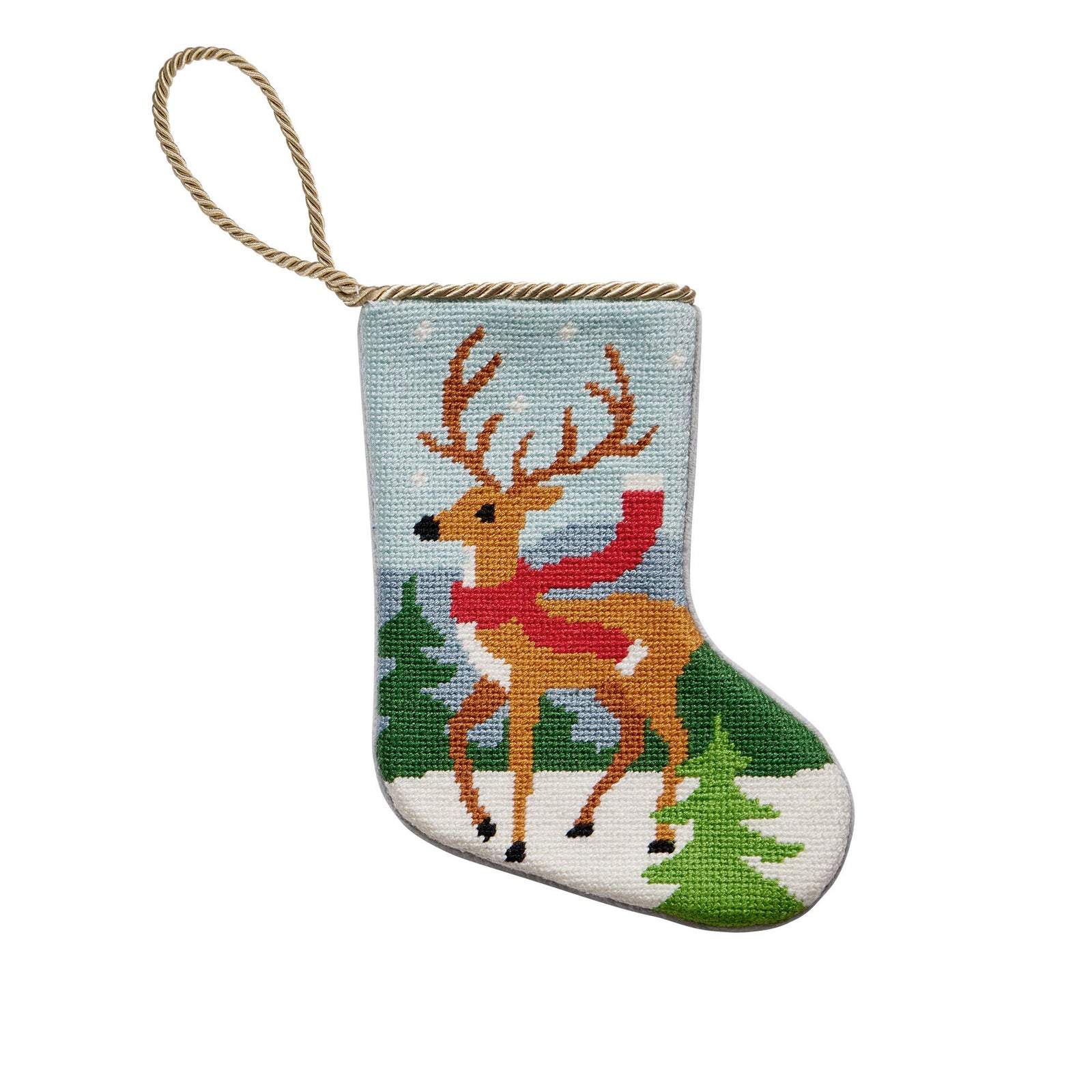 Reindeer Embroidered Mini Stocking - The Preppy Bunny