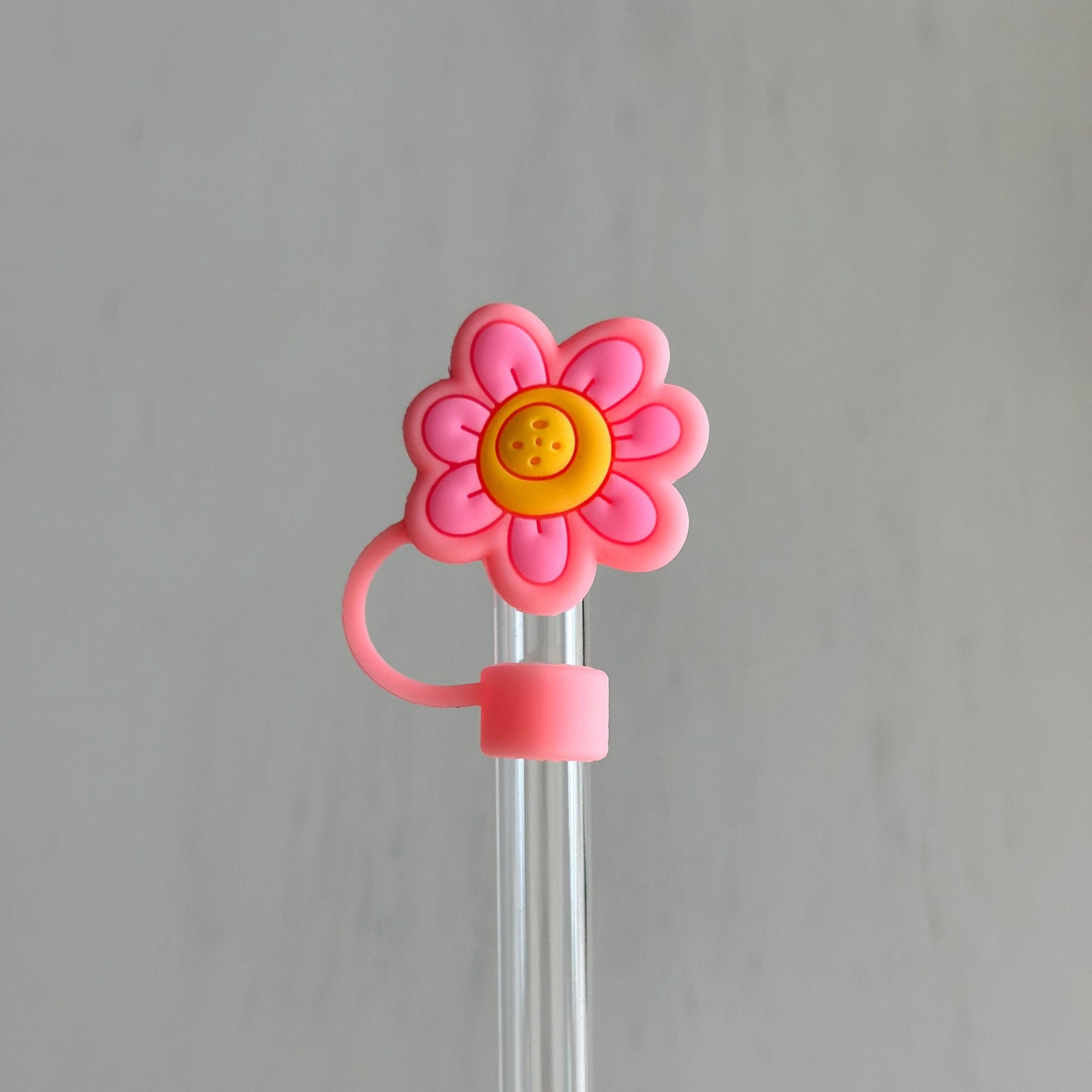 Pink Flower Straw Cover 10MM - The Preppy Bunny