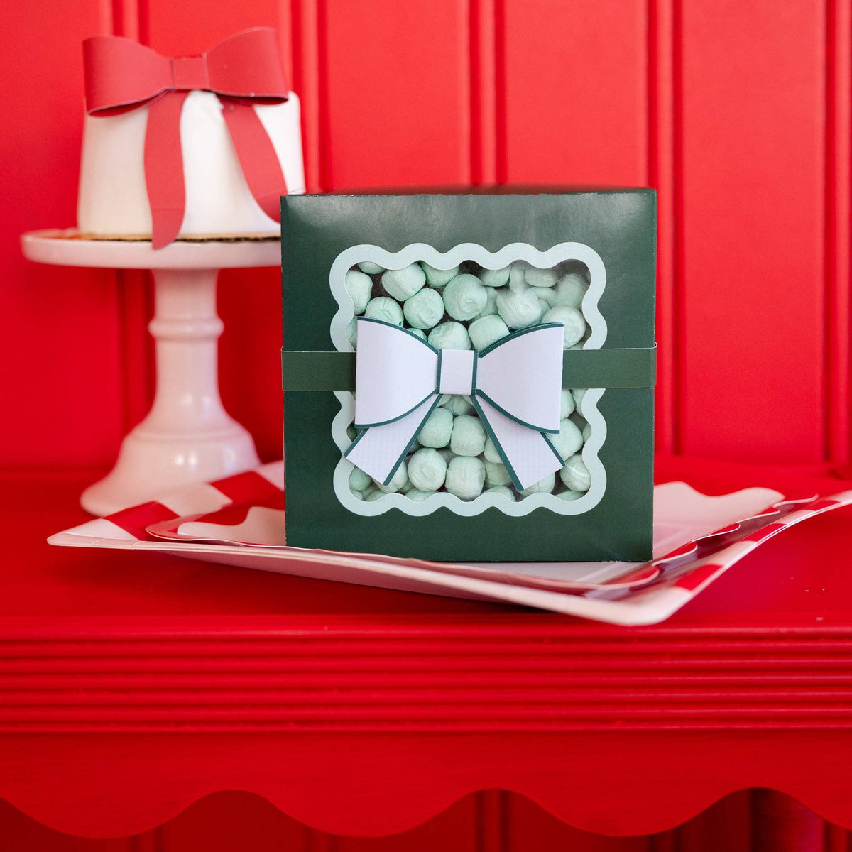 Green Bow Ric Rac Cookie Box - The Preppy Bunny