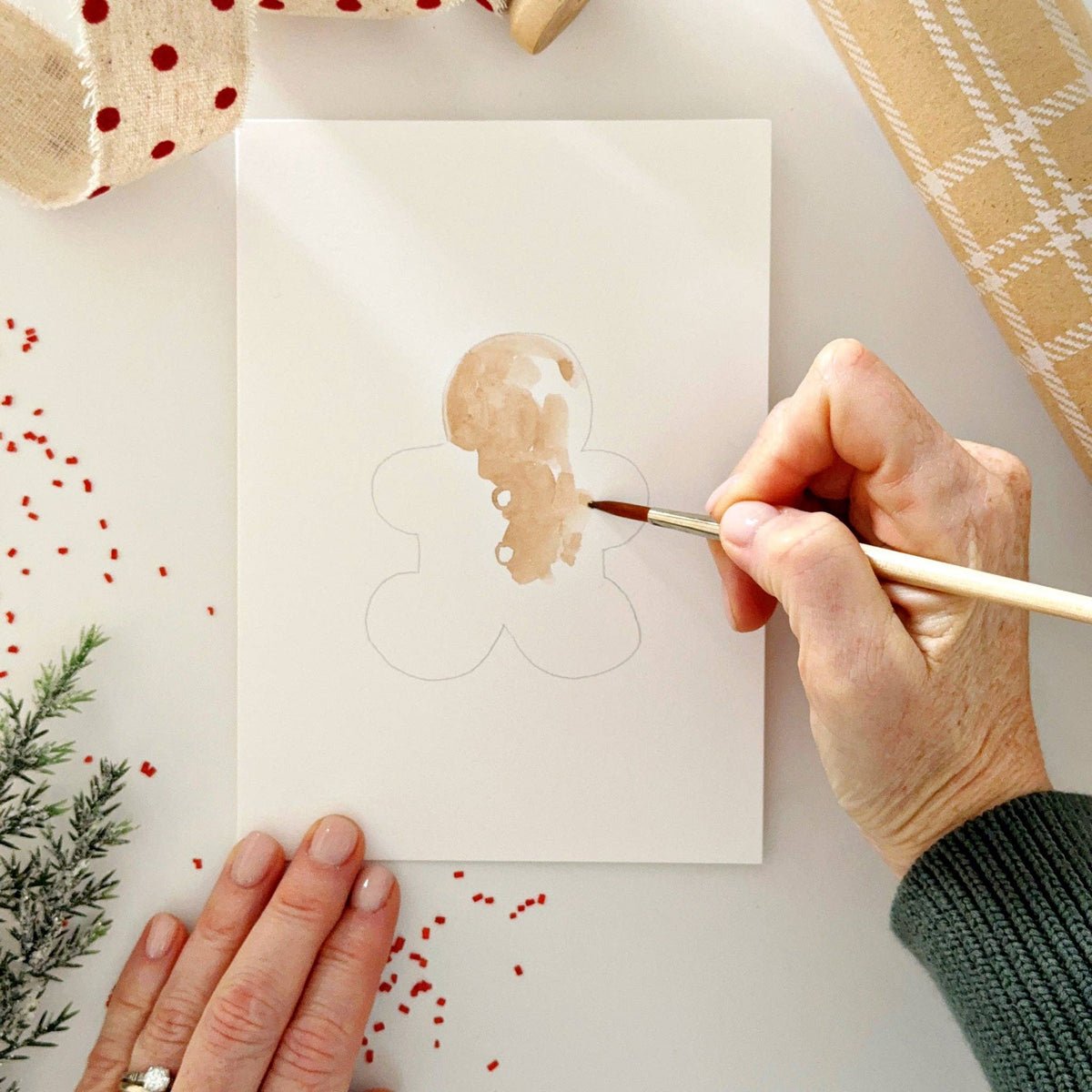 Gingerbread Paintable Notecards - The Preppy Bunny