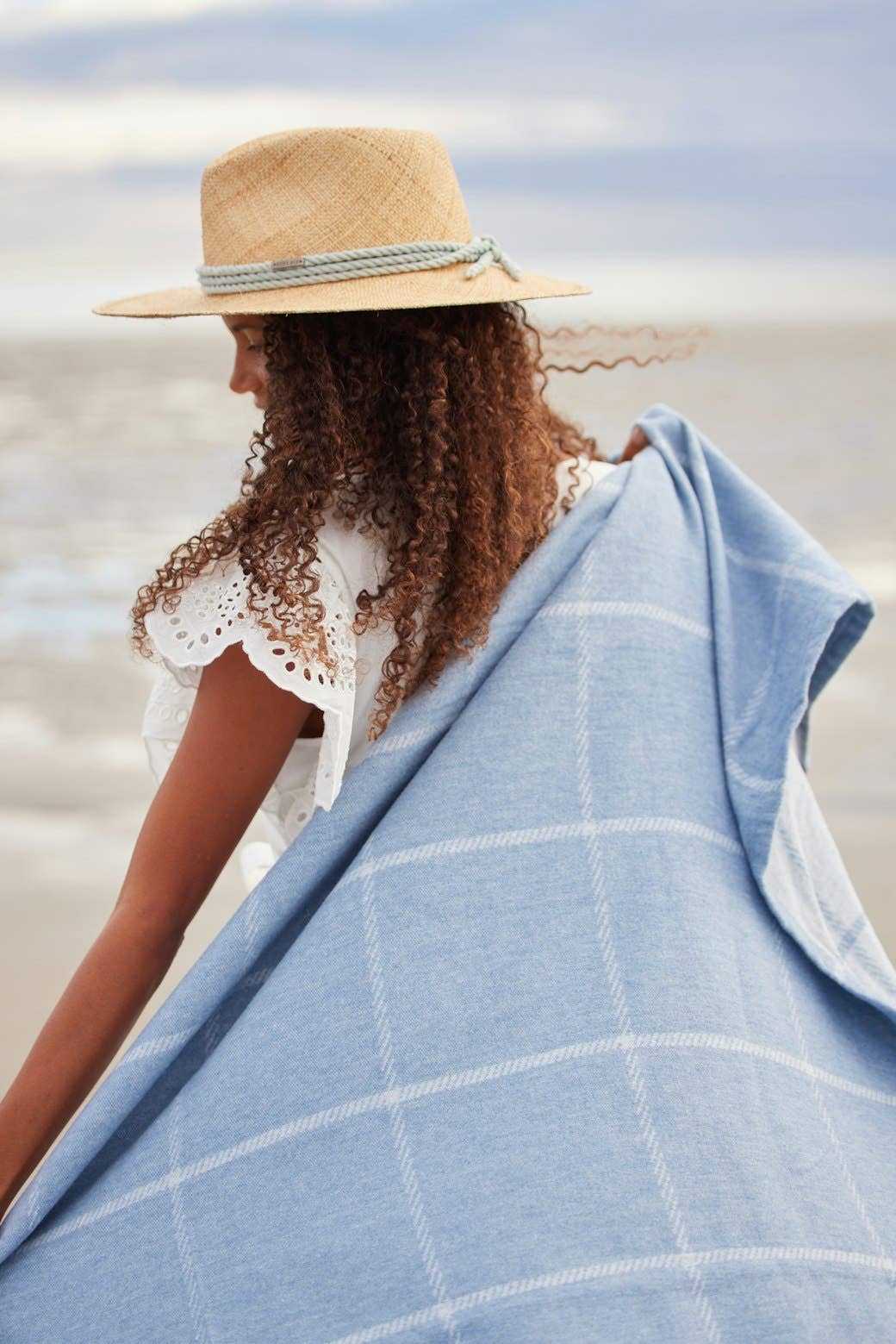 The Lightweight ChappyWrap Blanket - Windowpane Cornflower - The Preppy Bunny