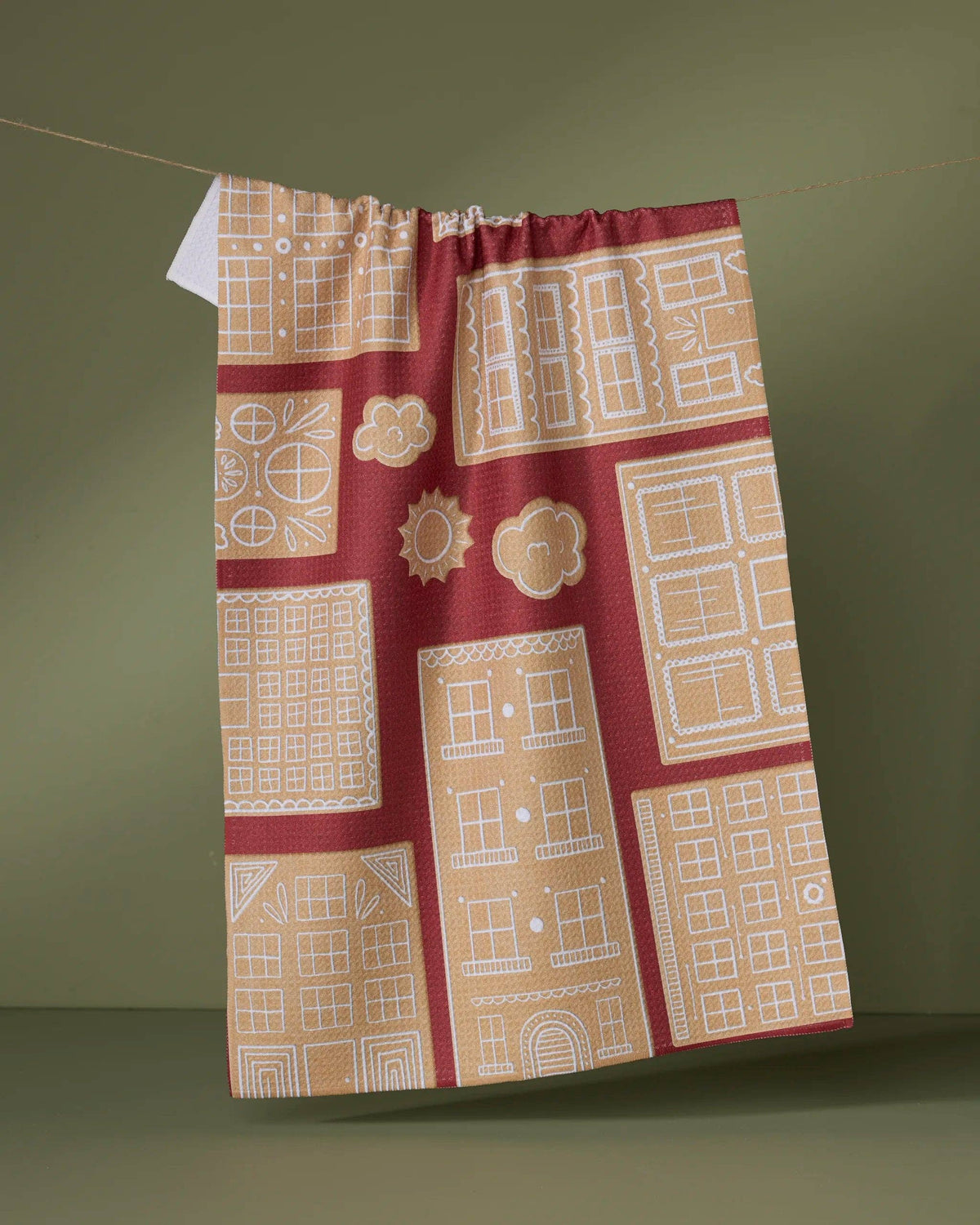 Gingerbread City Tea Towel by Geometry