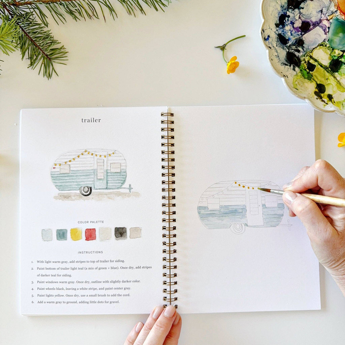 Camping watercolor workbook - The Preppy Bunny