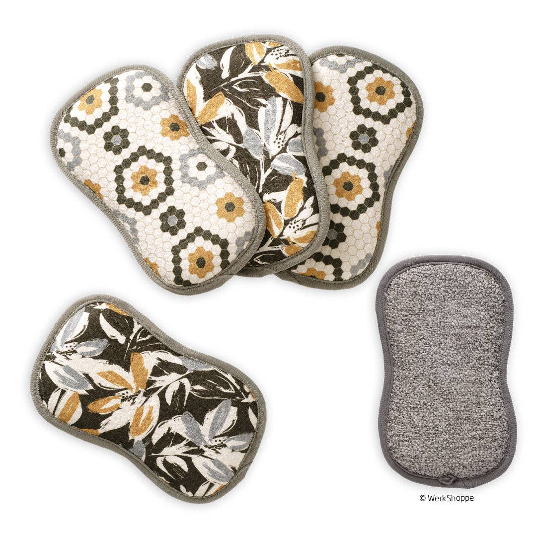 Leaf Tiles Scrubbie Set, Eco-friendly & Machine Washable