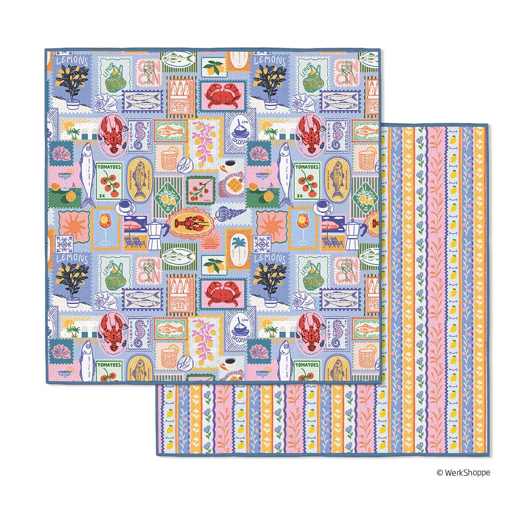 Mediterranean Summer Microfiber Dishcloths, Quick Drying - The Preppy Bunny