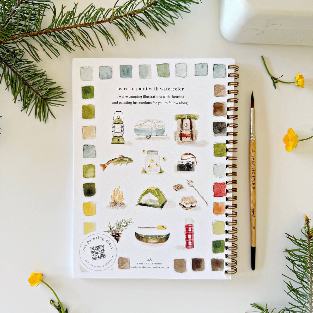 Camping watercolor workbook - The Preppy Bunny
