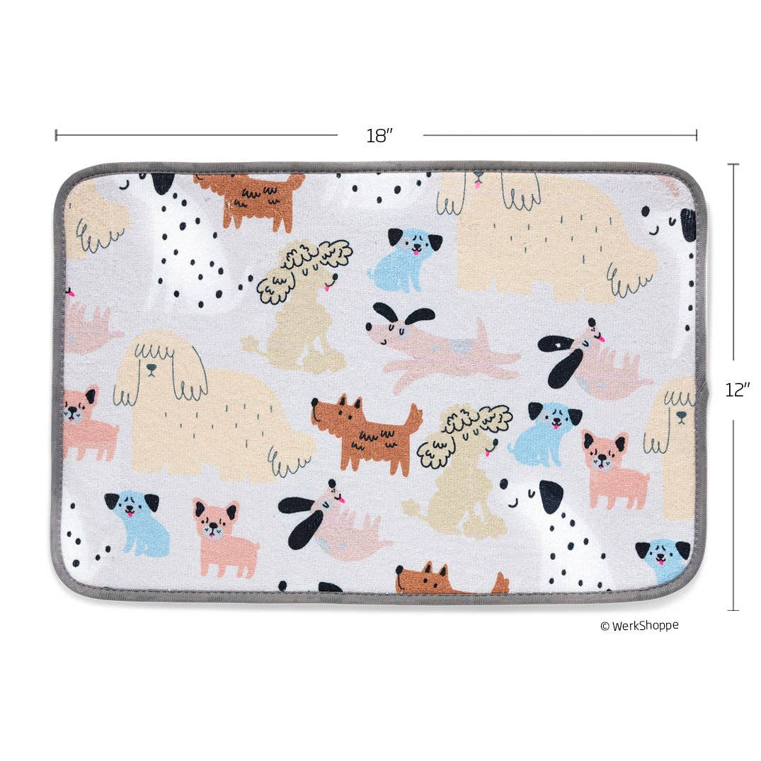 Pooches & Pups Microfiber Pet Bowl Mat, Dog Food Placemat - The Preppy Bunny