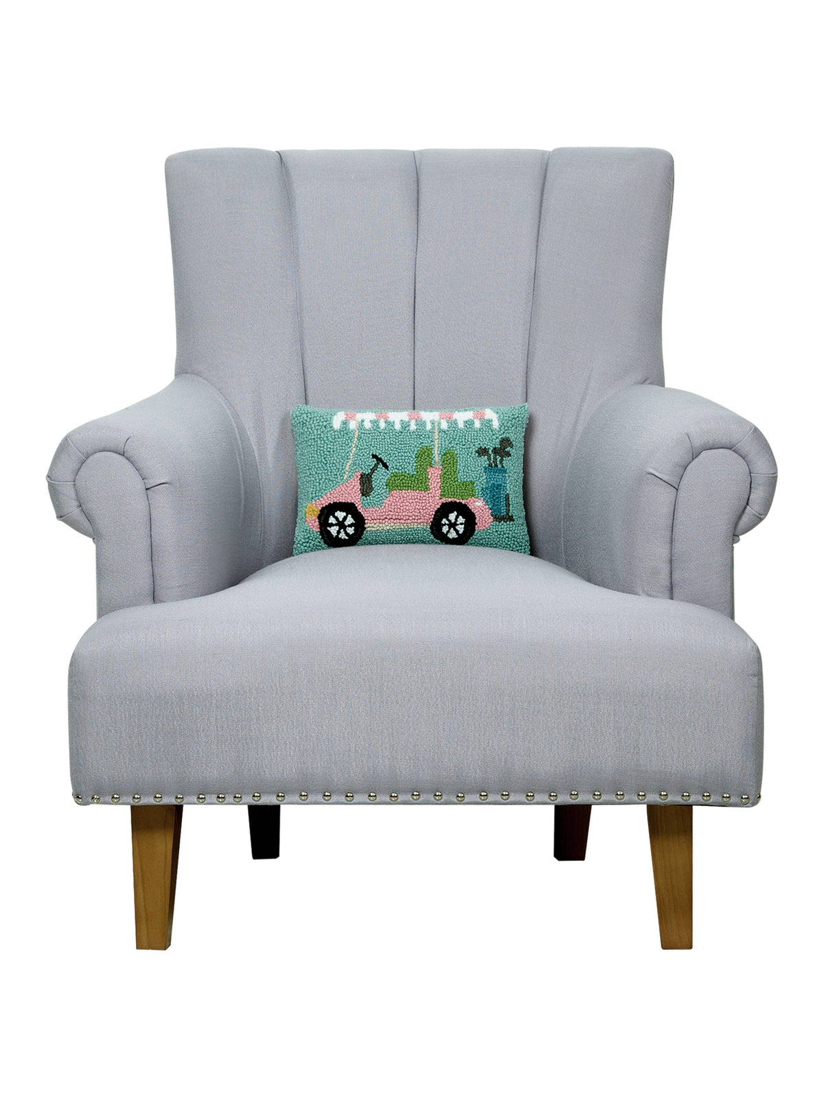 Pink Golf Cart Hook Pillow - The Preppy Bunny