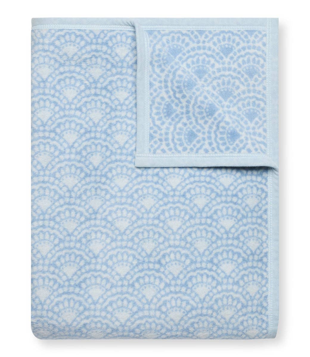Seaside Scallops Blue Blanket by ChappyWrap - The Preppy Bunny