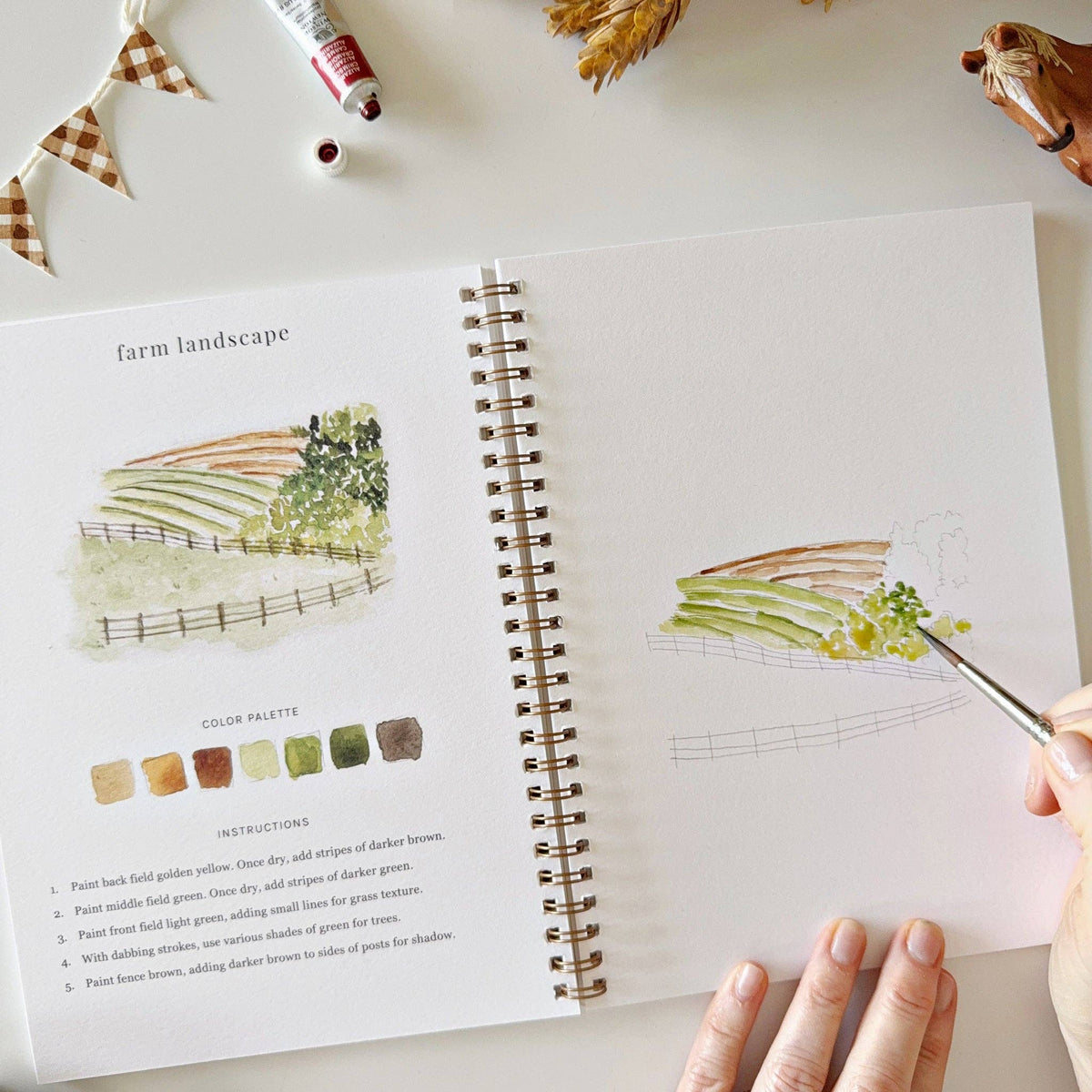Farm Watercolor Workbook - The Preppy Bunny