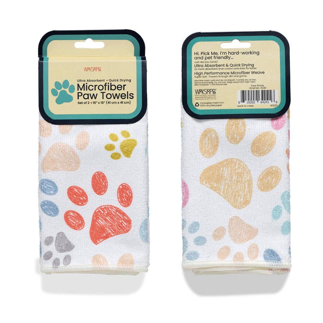 Paw Prints Microfiber Dog Paw Towels, Ultra Absorbent - The Preppy Bunny